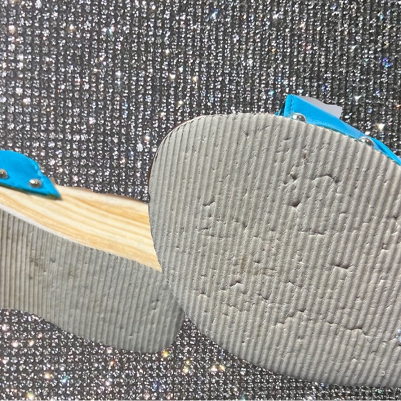 Bubblegum sandals vintage 80s 90s blue studded wedge heeled slides blue y2k - Picture 10 of 10